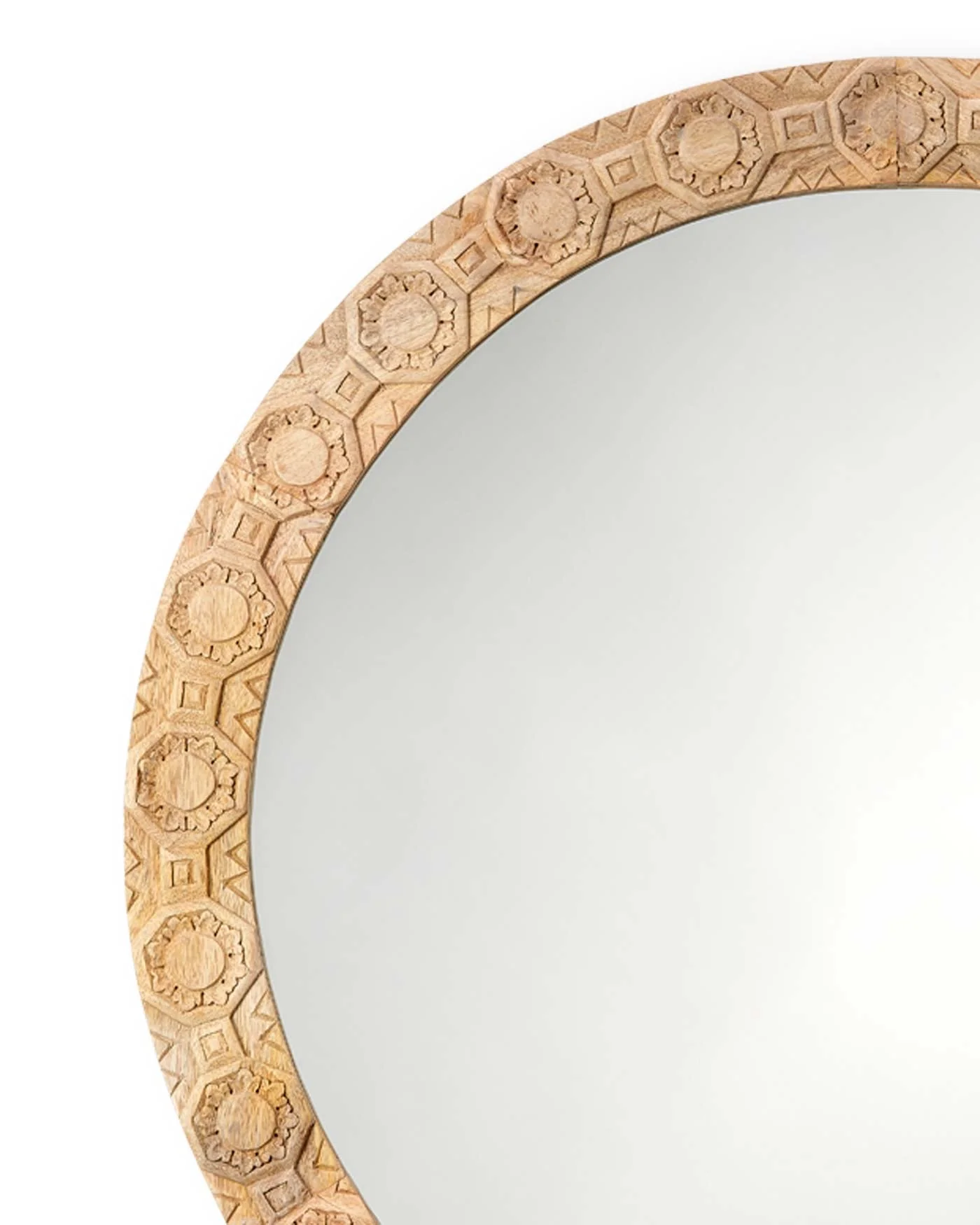 Relief Carved Round Mirror - Image 3