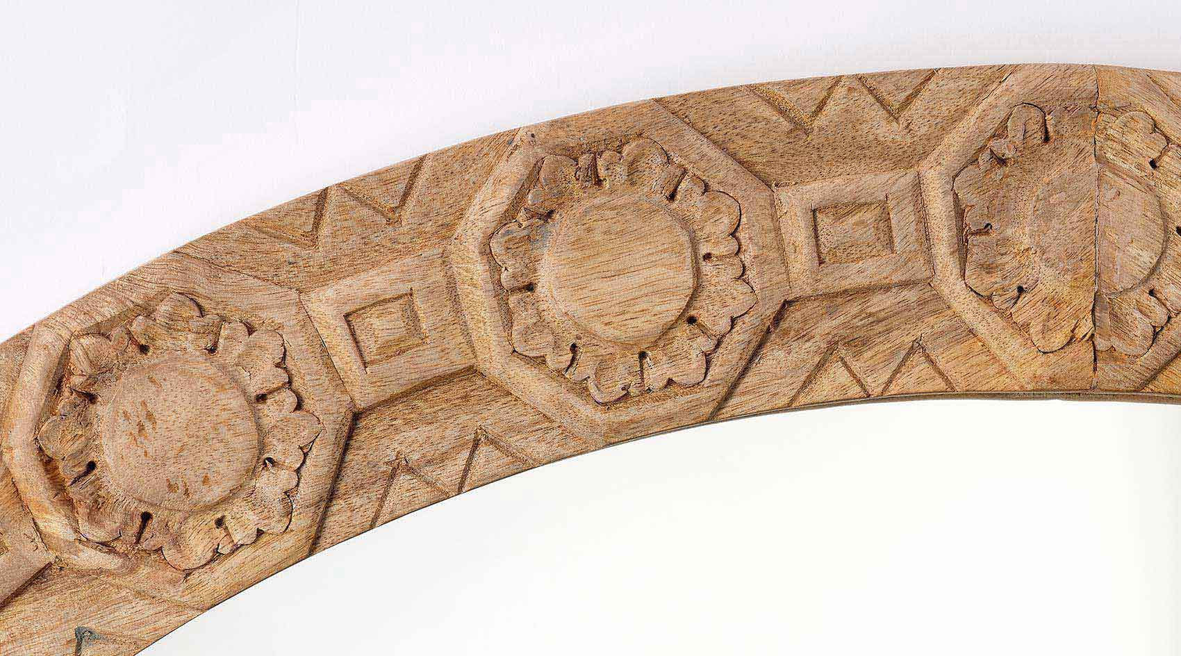 Relief Carved Round Mirror - Image 5