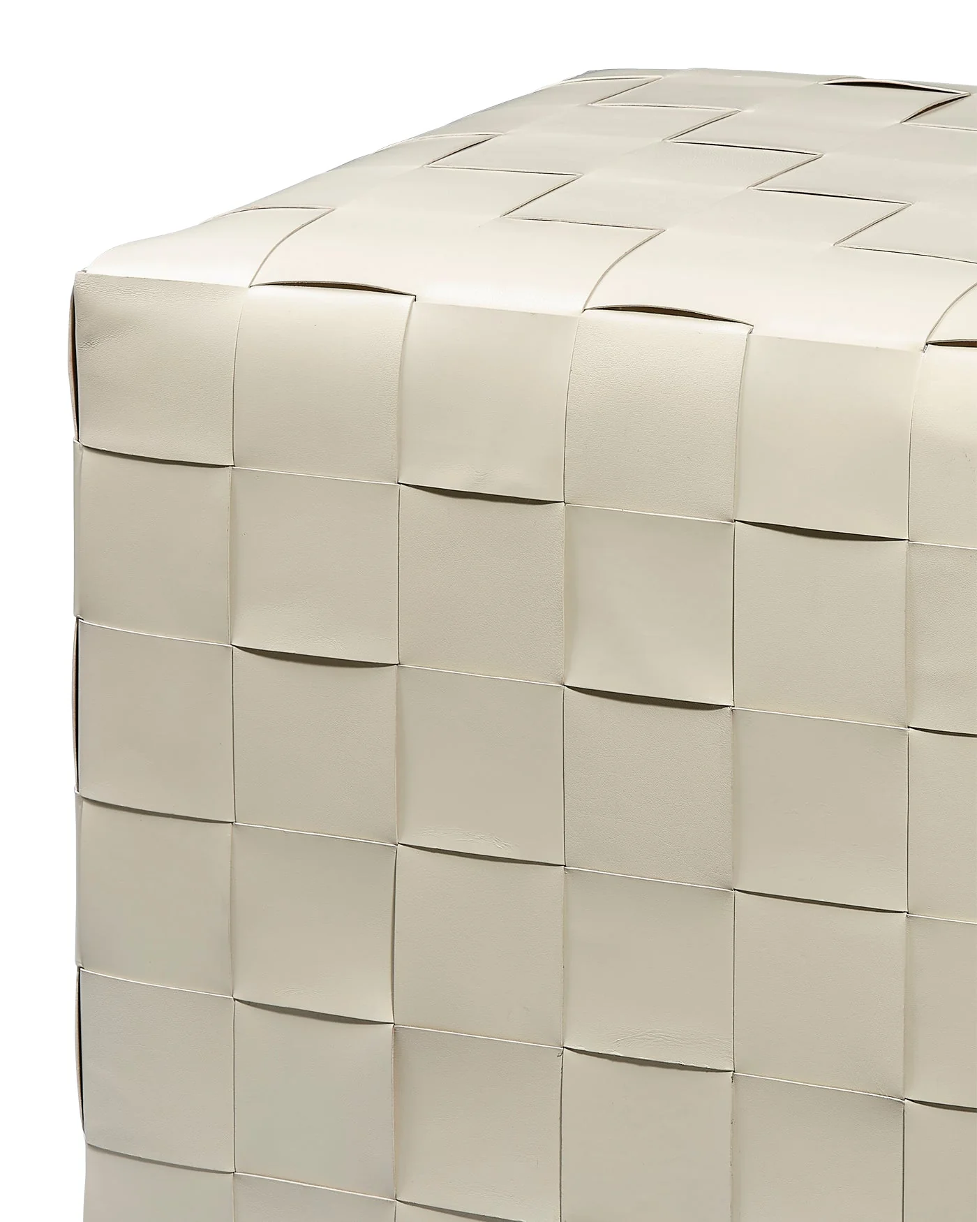 Woven Leather Ottoman - Image 4