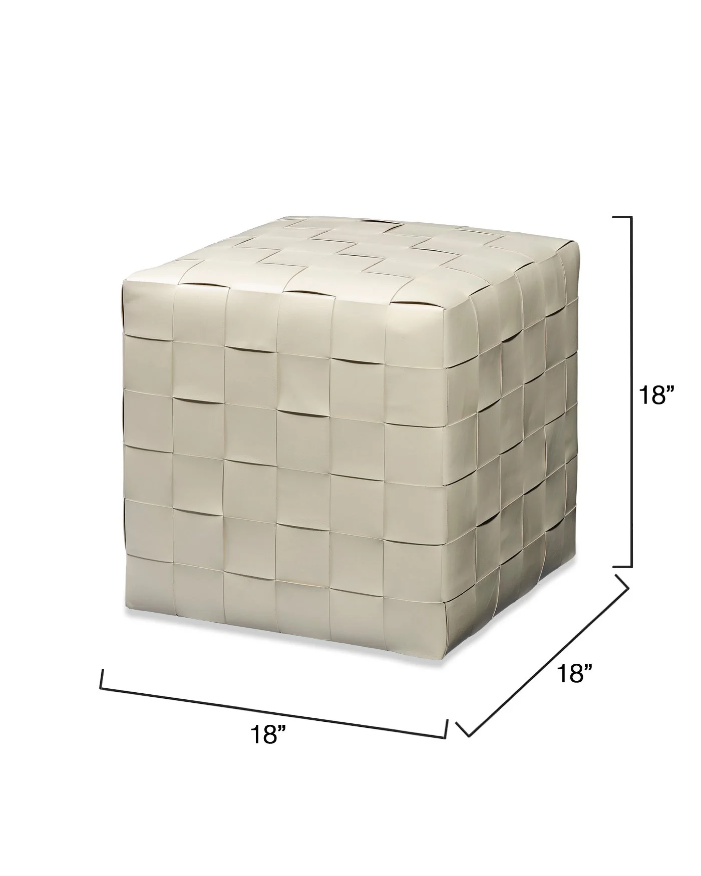 Woven Leather Ottoman - Image 6