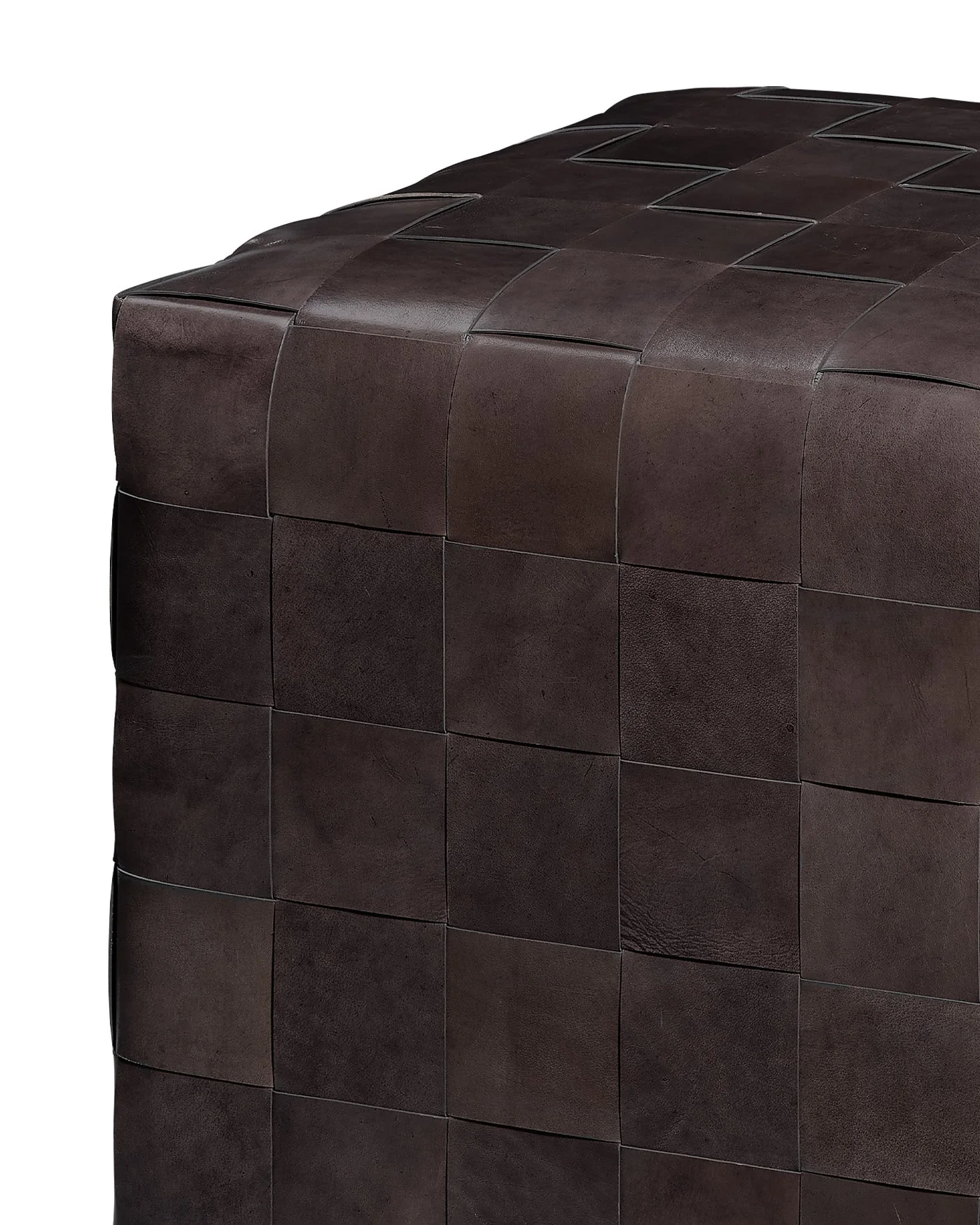 Woven Leather Ottoman - Image 3