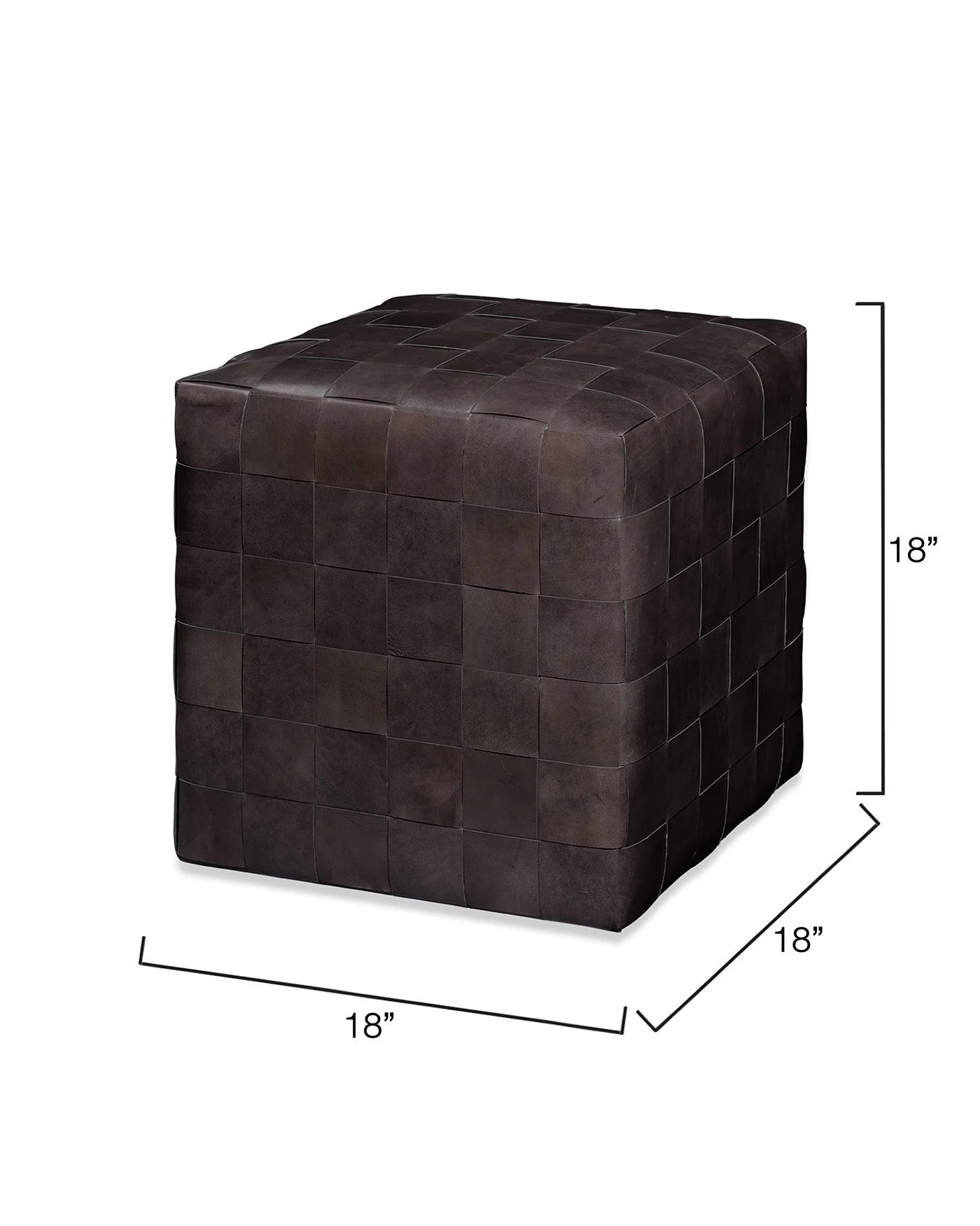 Woven Leather Ottoman - Image 5